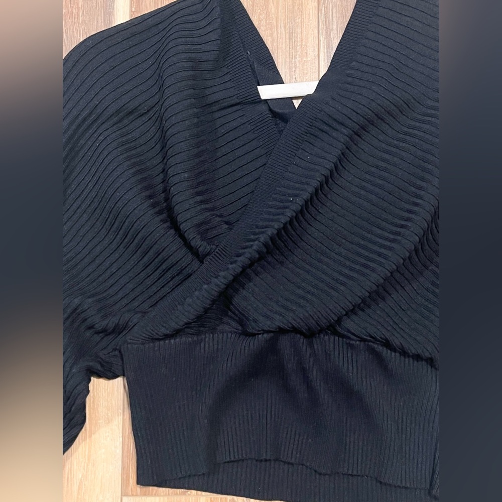 Black cross over sweater